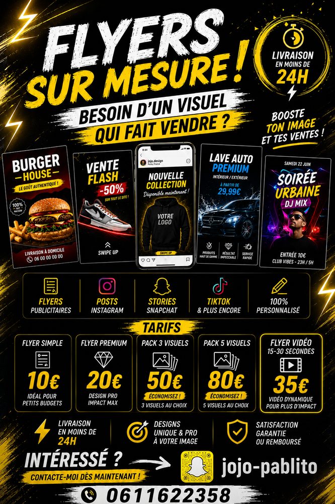Flyers sur mesure, plusieurs formats